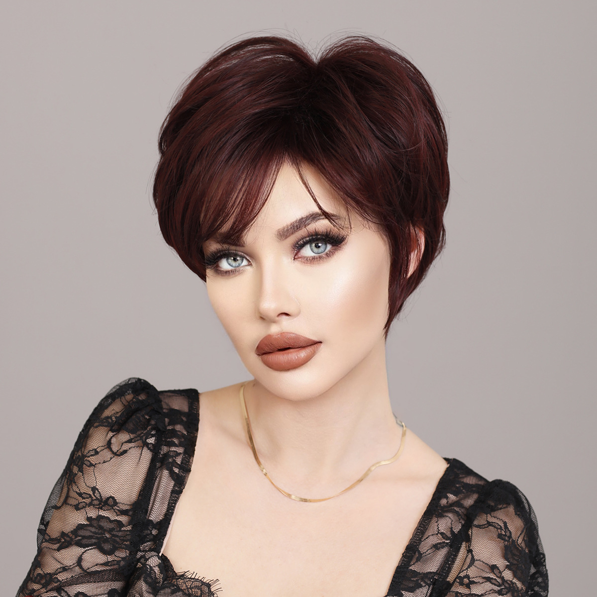 Gold Brown Women Short Wig  European and American Short Wig